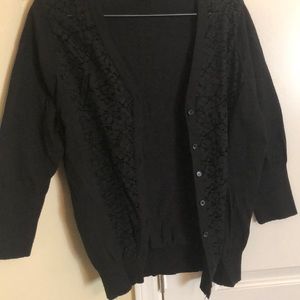 Stunning Black Lace Front Sweater